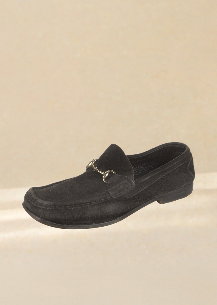 Gucci Brown Suede Horsebit Loafers