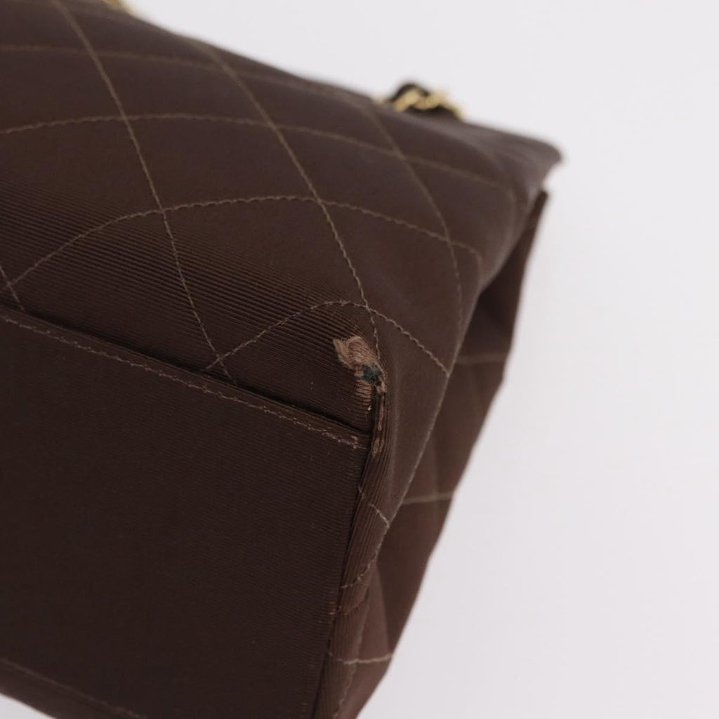 Chanel Brown Cotton Shoulder Bag