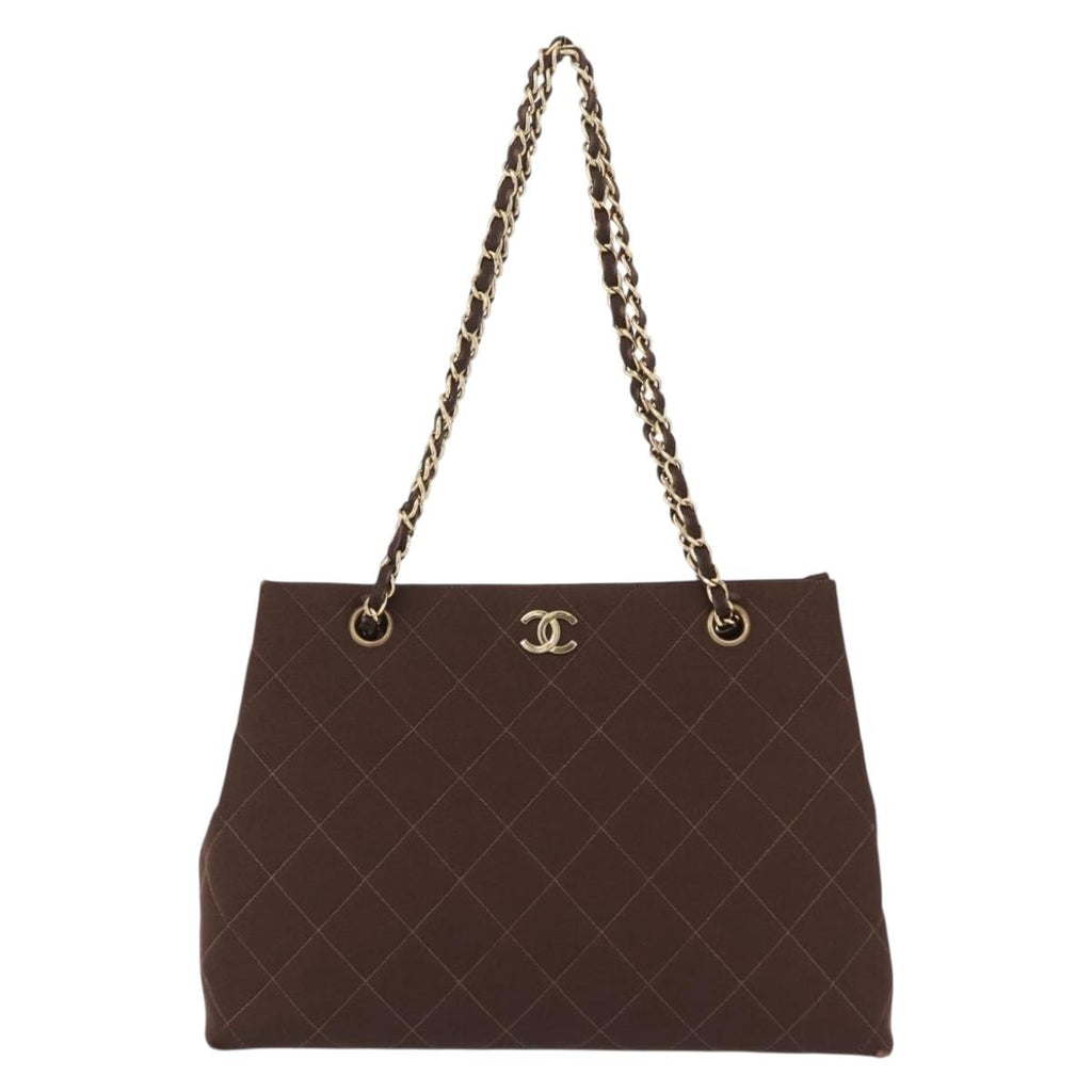 Chanel Brown Cotton Shoulder Bag