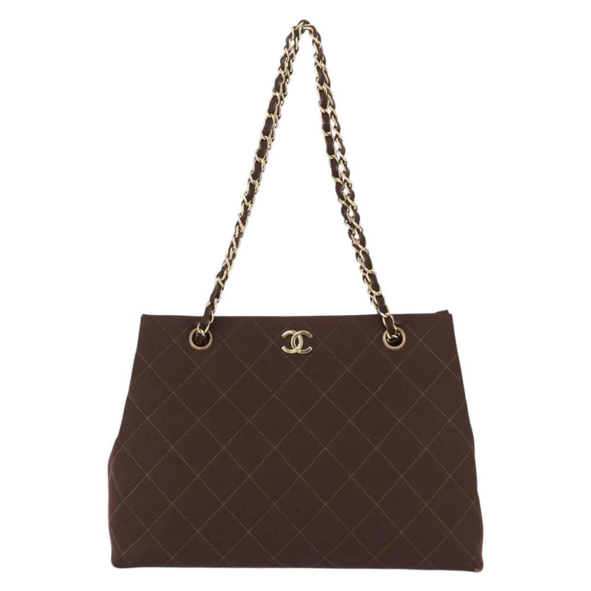 Chanel Brown Cotton Shoulder Bag