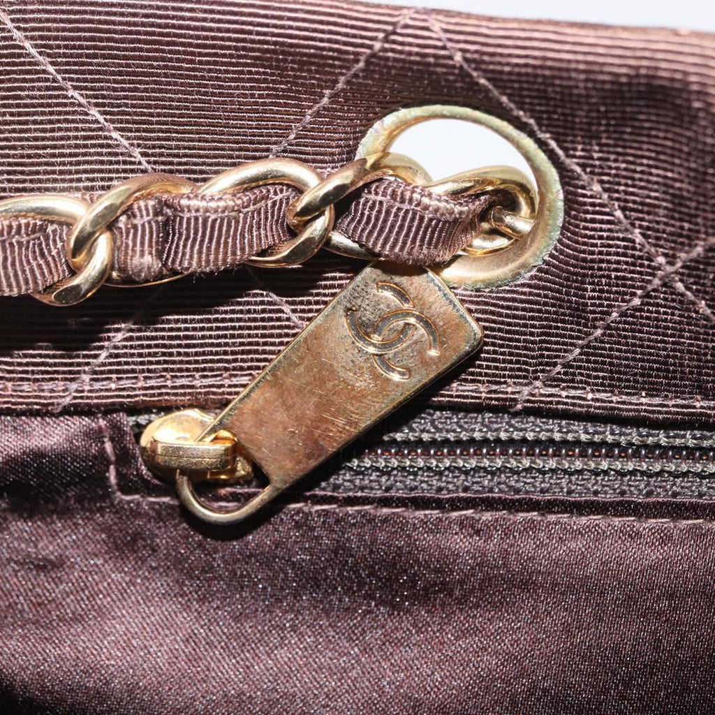 Chanel Brown Cotton Shoulder Bag