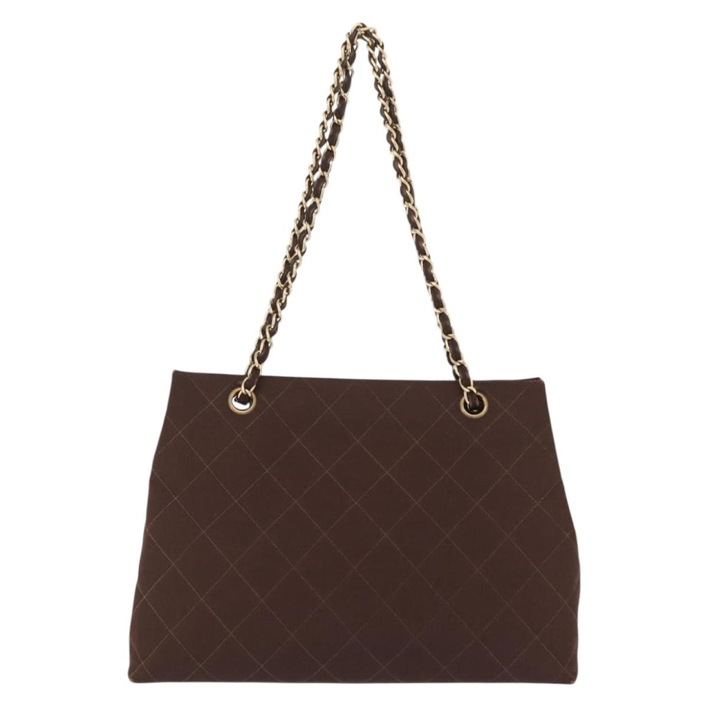 Chanel Brown Cotton Shoulder Bag
