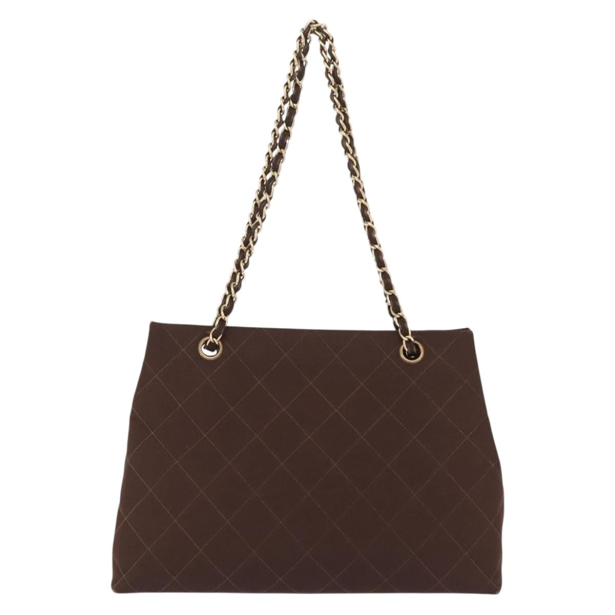 Chanel Brown Cotton Shoulder Bag