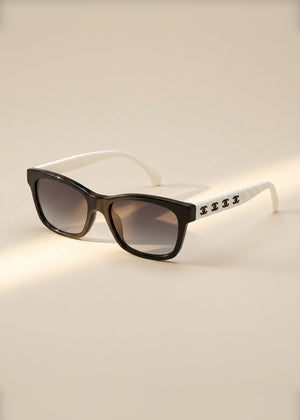 Chanel Black Quilted CC Wayfarer Sunglasses