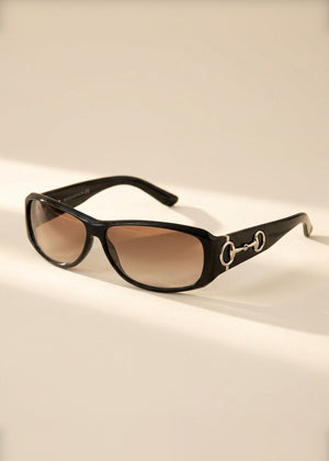 Gucci Black Horsebit Square Sunglasses