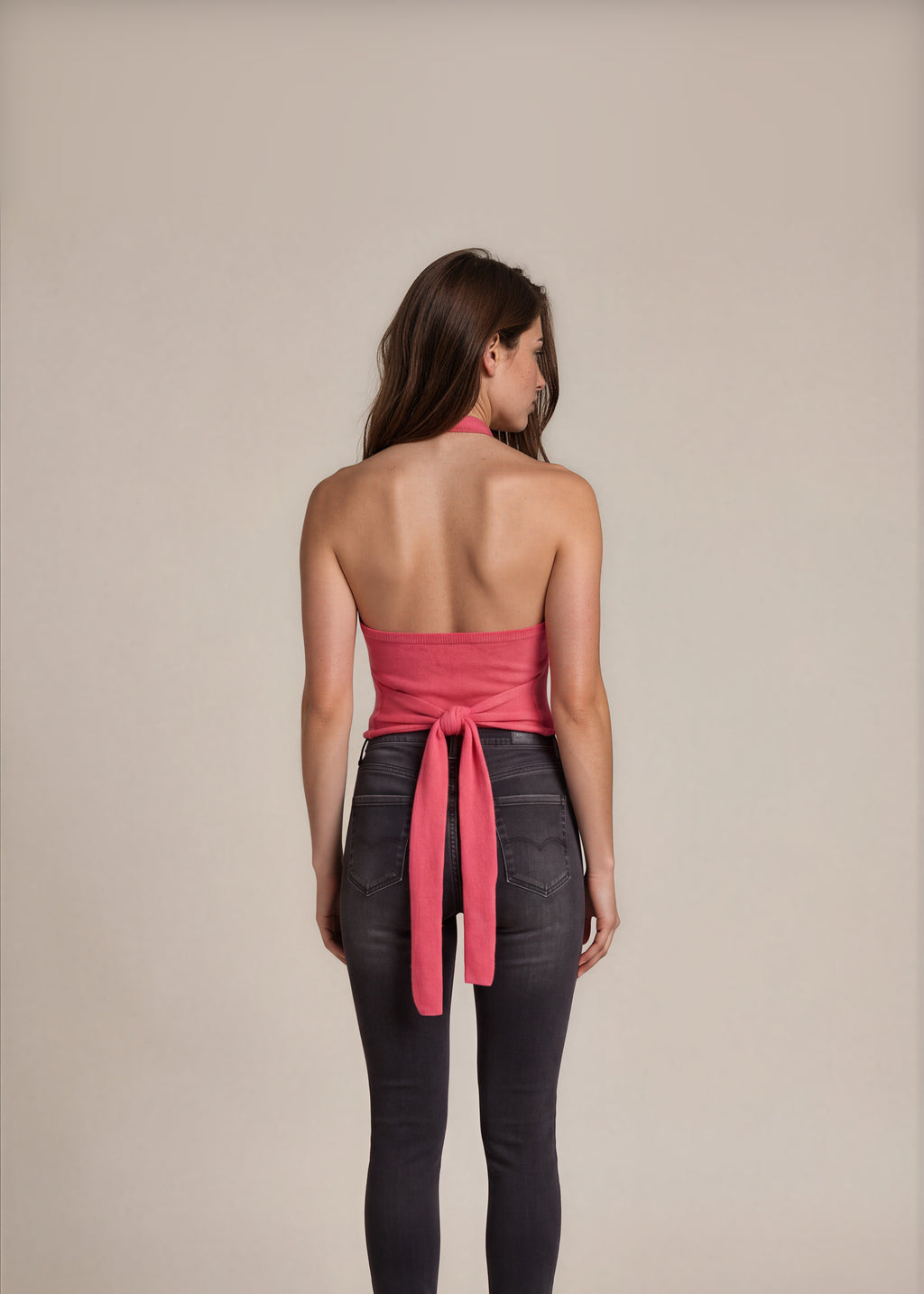 Ralph Lauren Red Cashmere Halter Sweater back