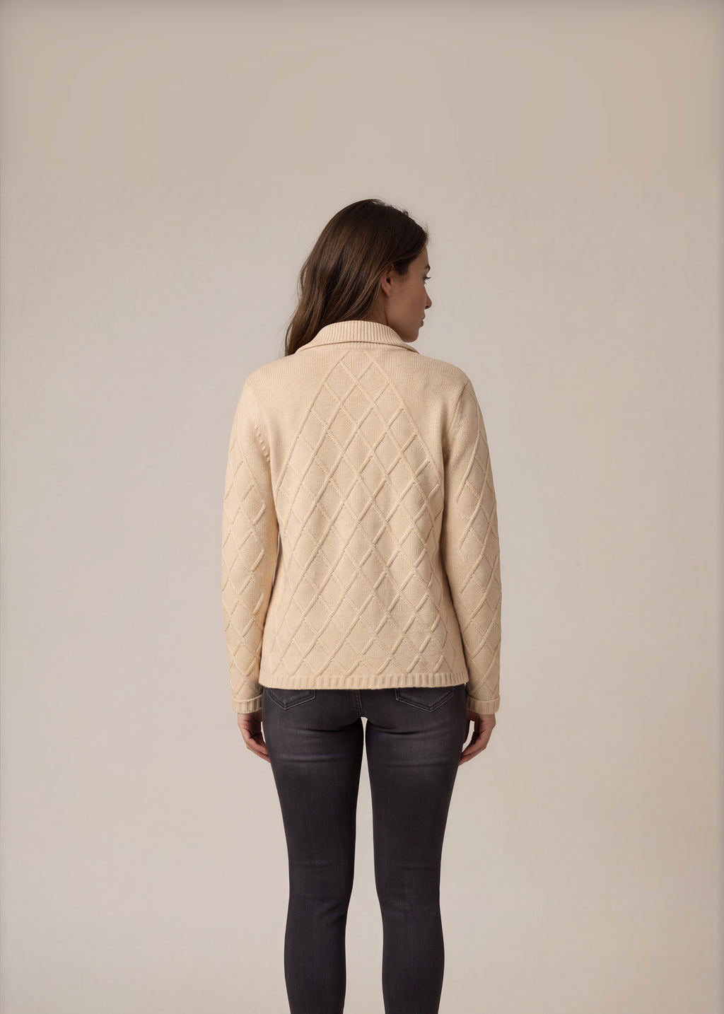 Escada Cream Patterned Cardigan back