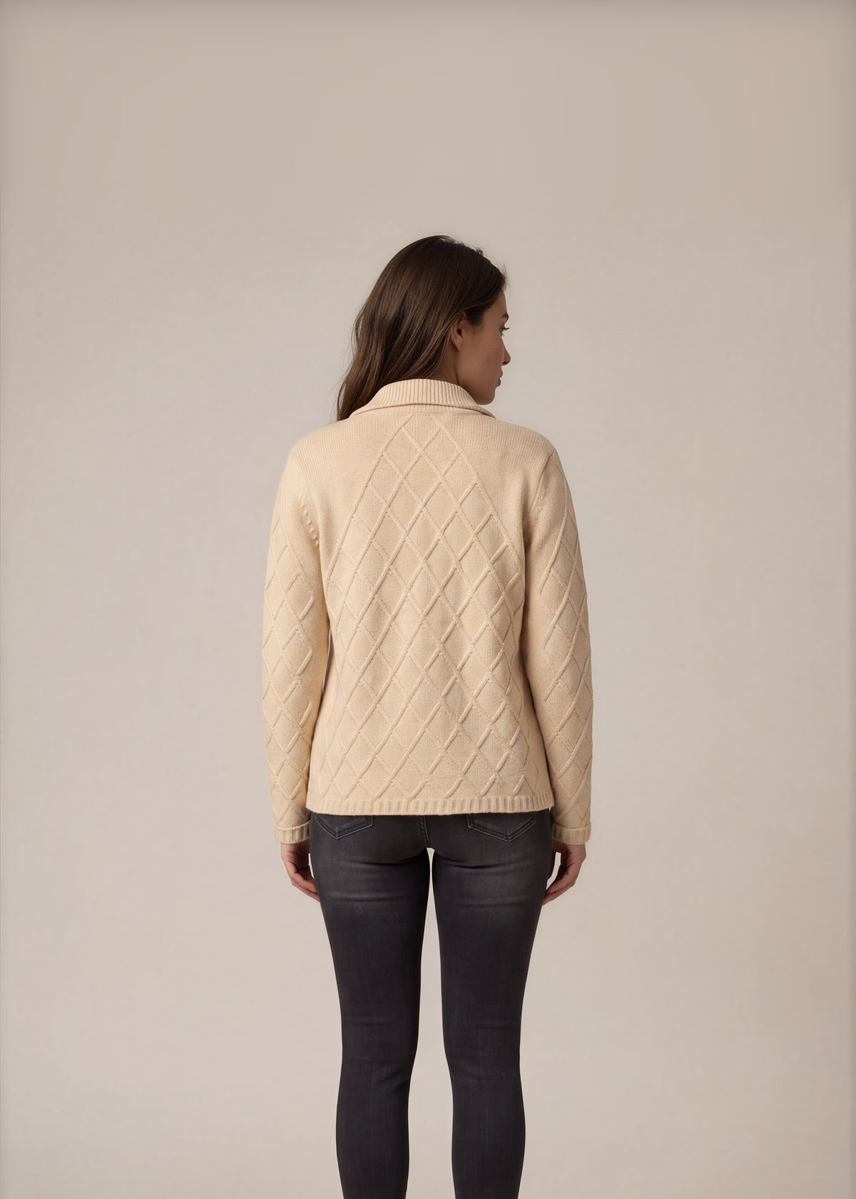 Escada Cream Patterned Cardigan back