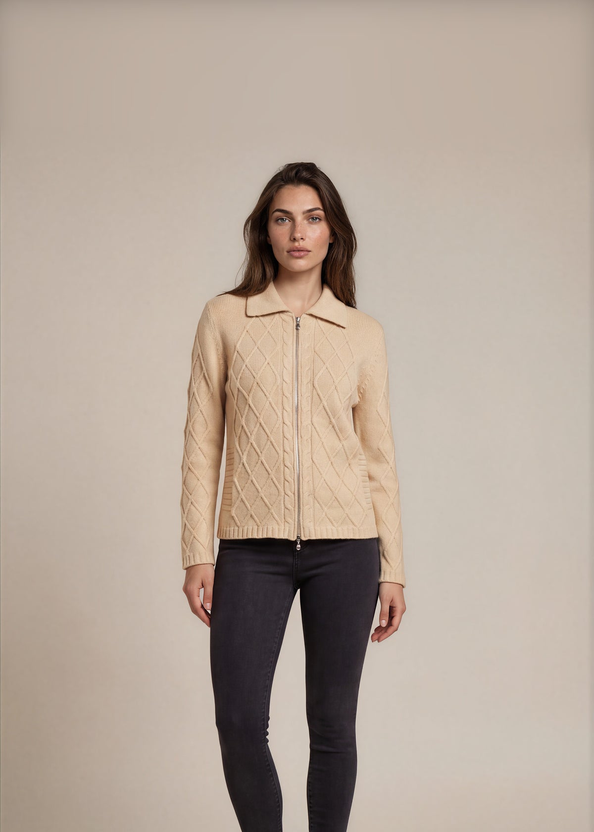 Escada Cream Patterned Cardigan front