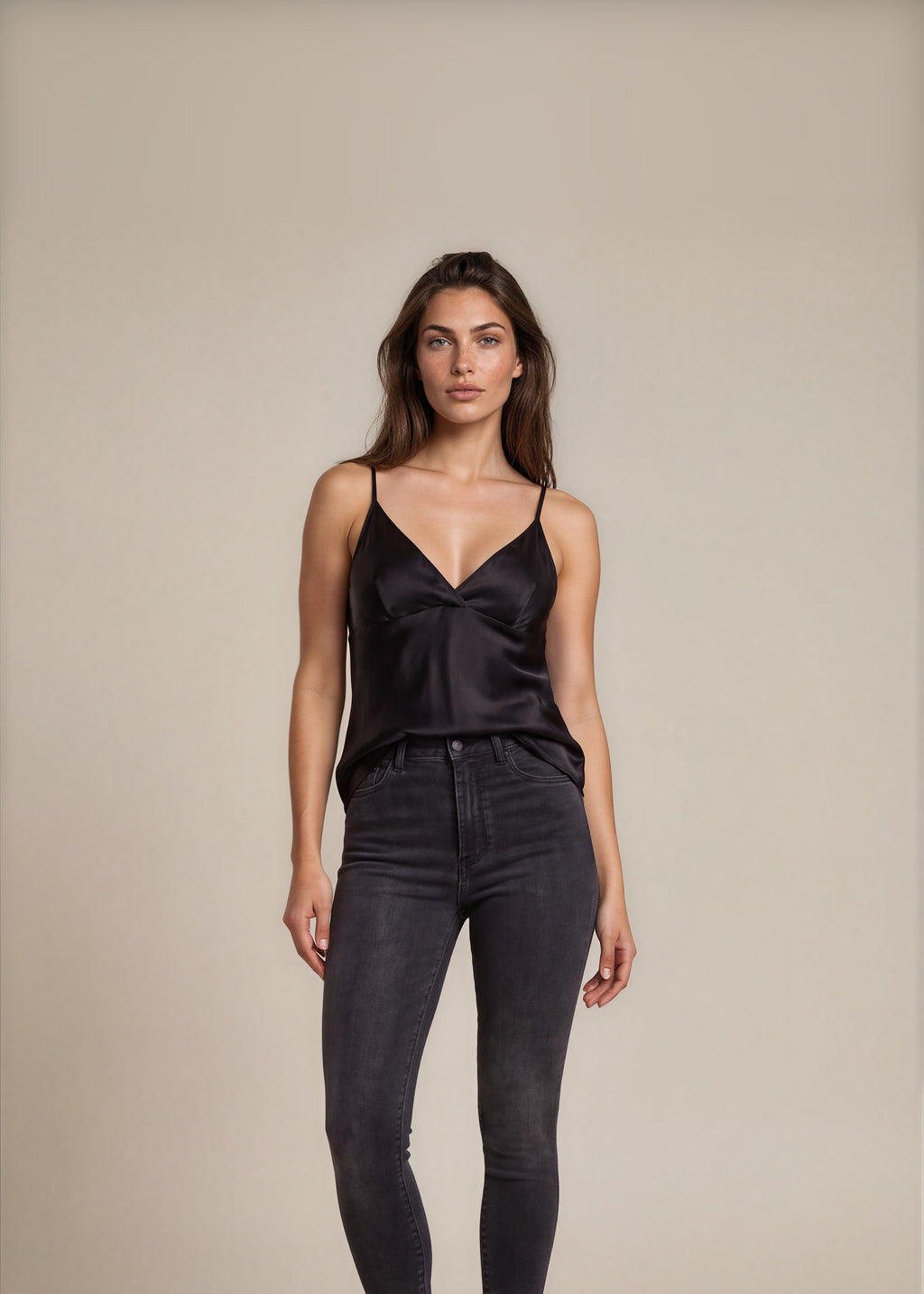 Chloé Black V-Neck Tank Top front