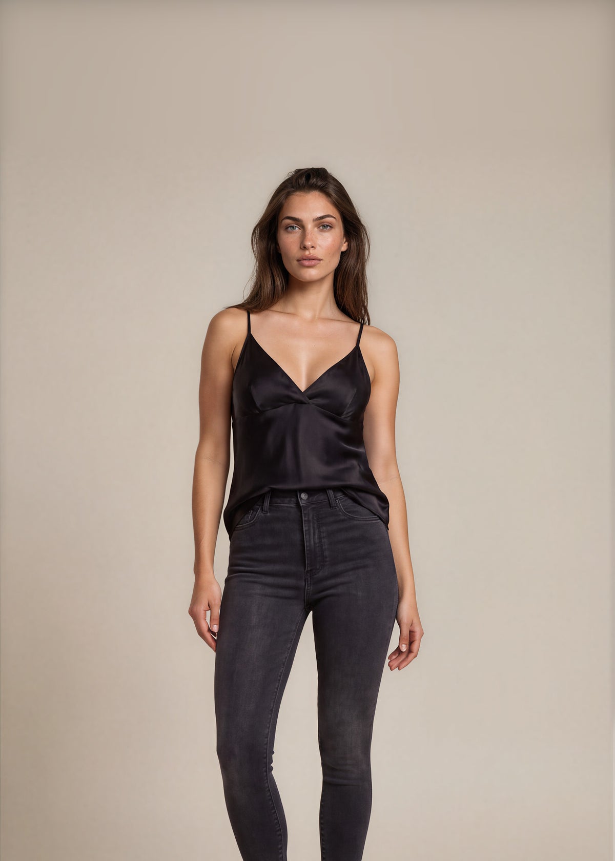 Chloé Black V-Neck Tank Top front