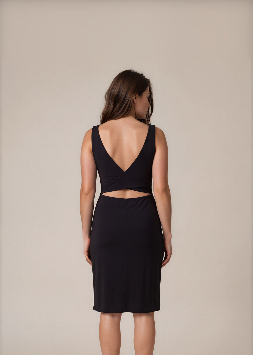 Gucci Black Boat Neck Midi Dress back