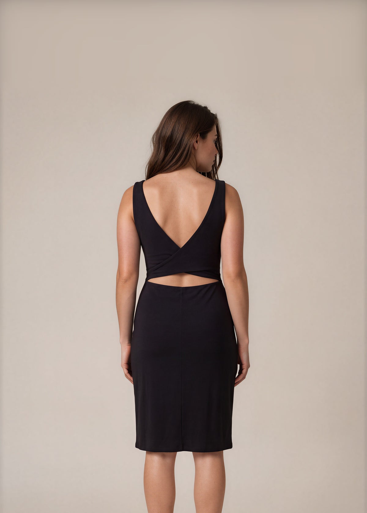 Gucci Black Boat Neck Midi Dress back