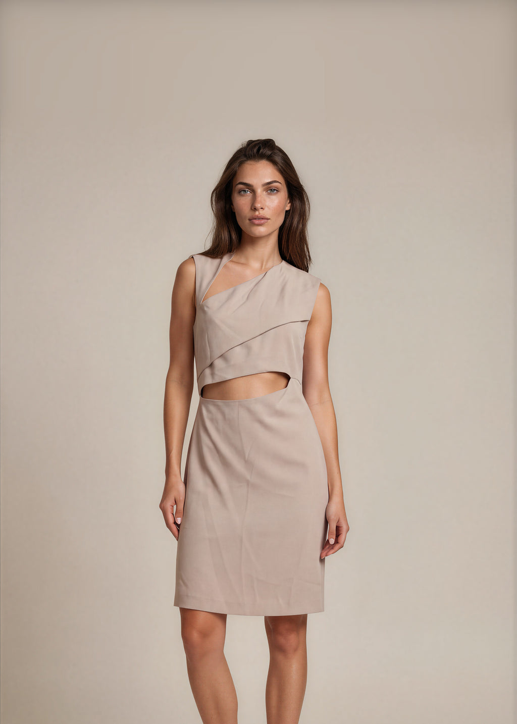 Gucci Grey Silk Cutout Midi Dress front