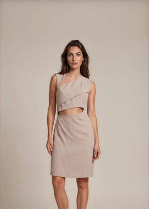 Gucci Grey Silk Cutout Midi Dress