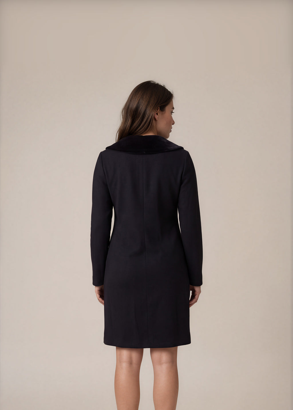 YSL Black and Navy Collared Dress back
