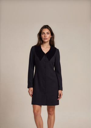 YSL Black and Navy Collared Dress