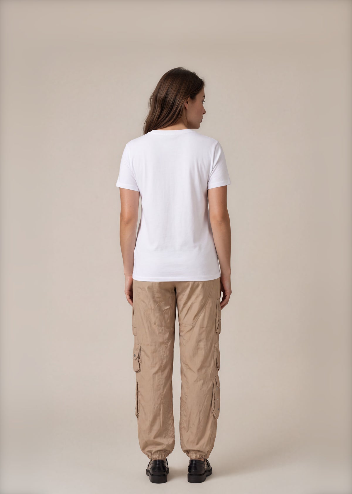 Ralph Lauren Tan Silk Cargo Pants back