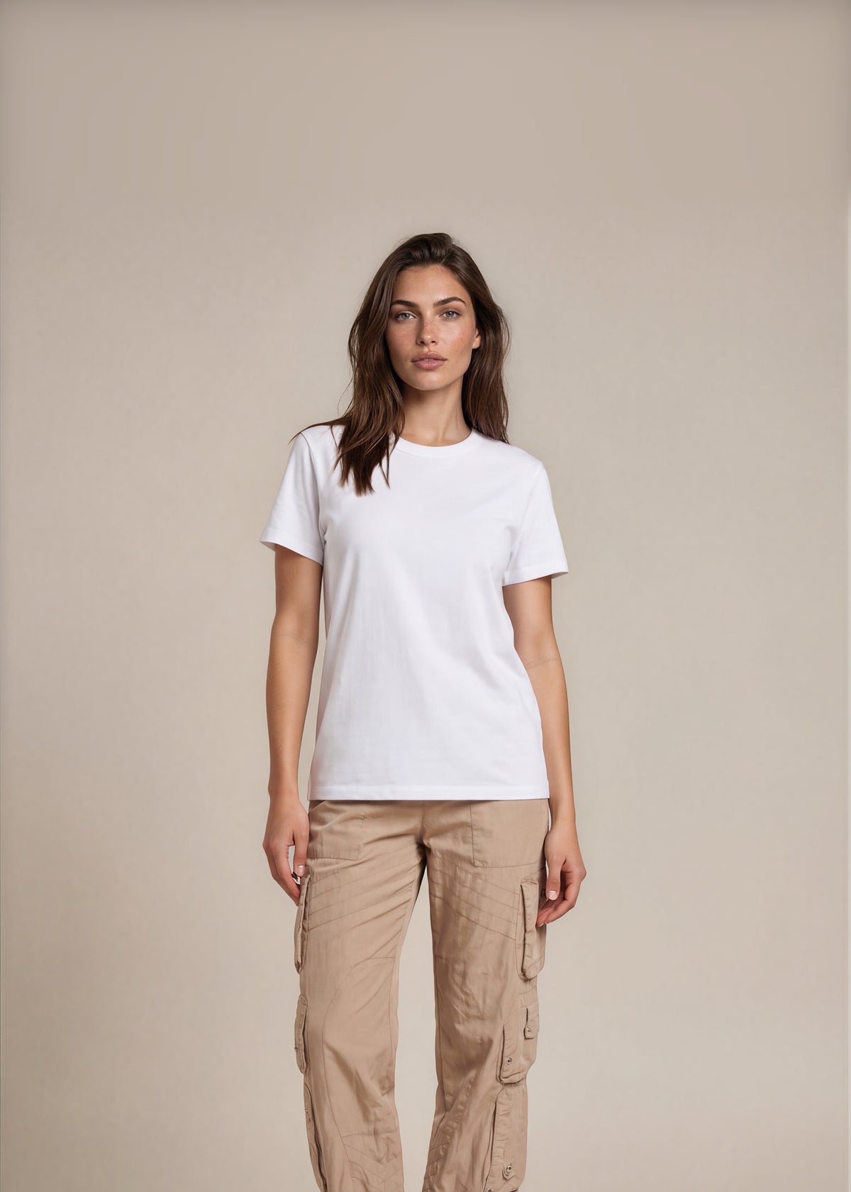 Ralph Lauren Tan Silk Cargo Pants front