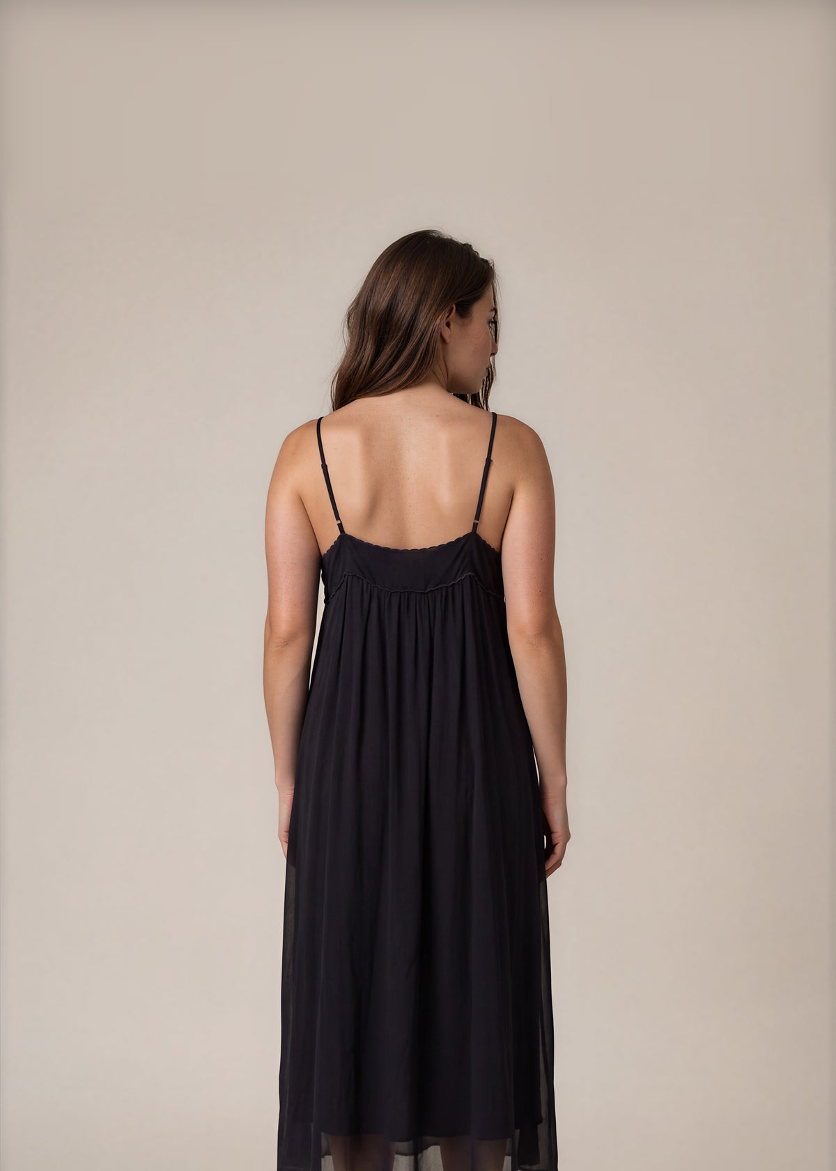 Chloe Navy Embroidered Slip Dress back