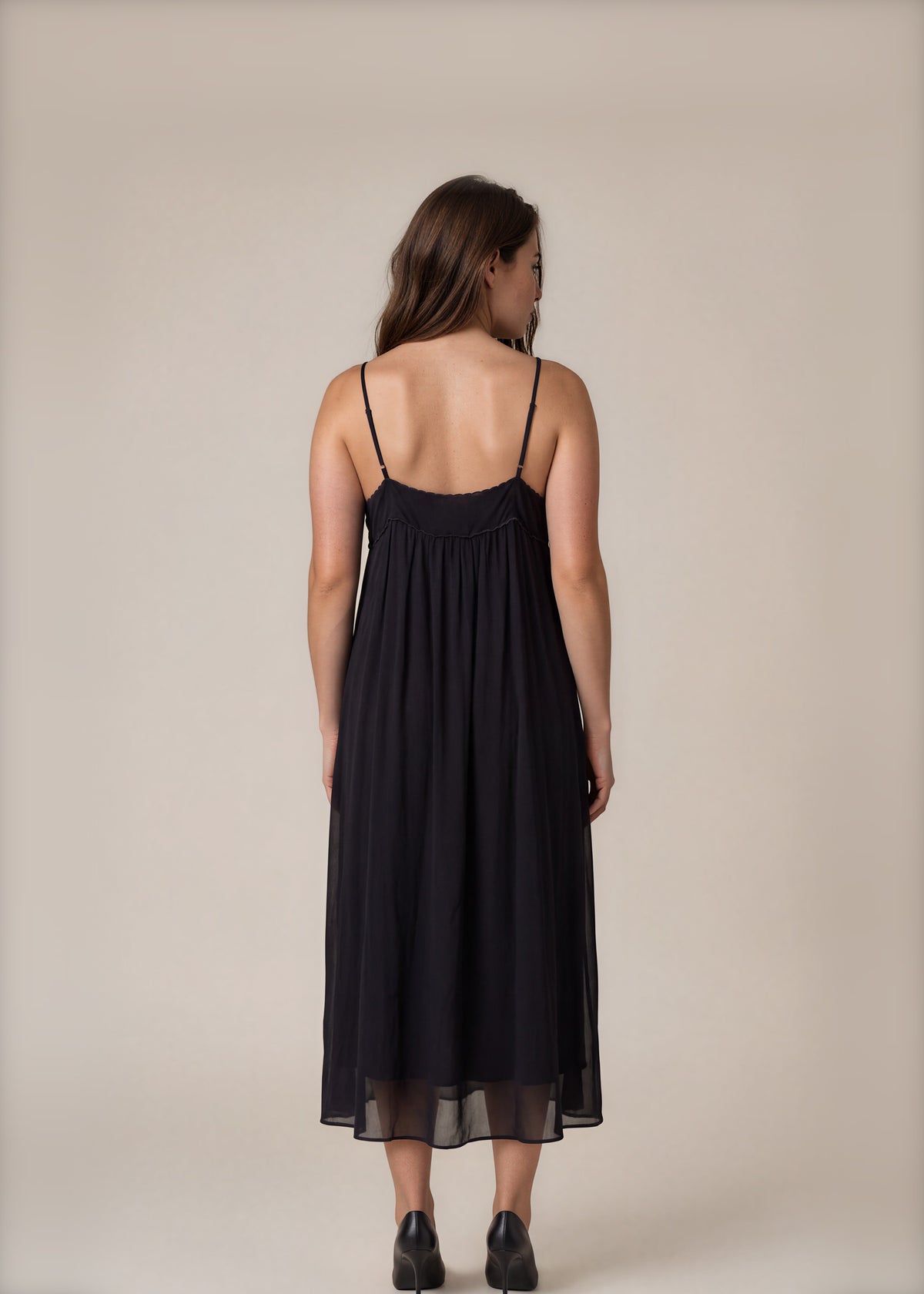 Chloe Navy Embroidered Slip Dress back