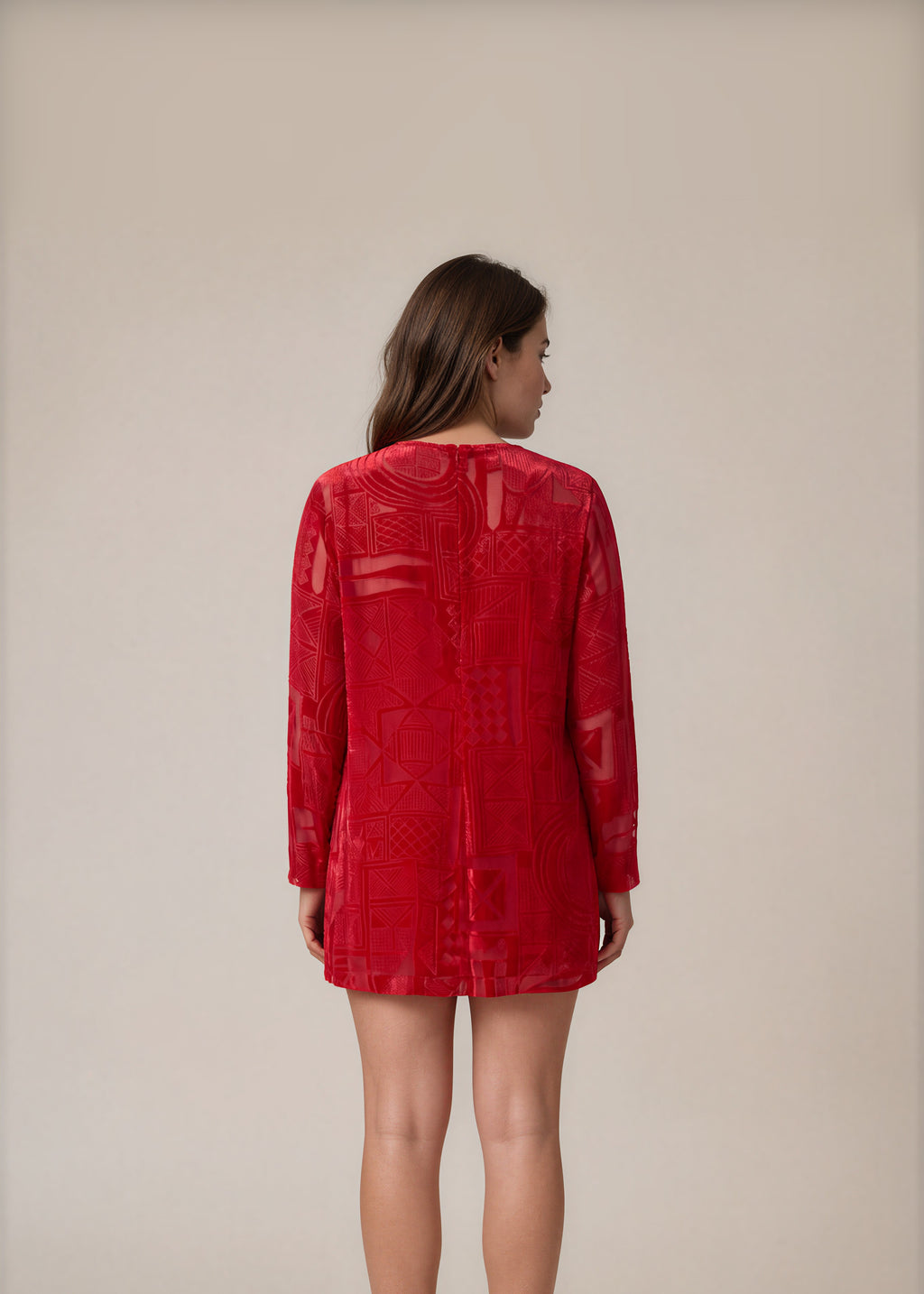 Escada Red Printed Mini Dress back