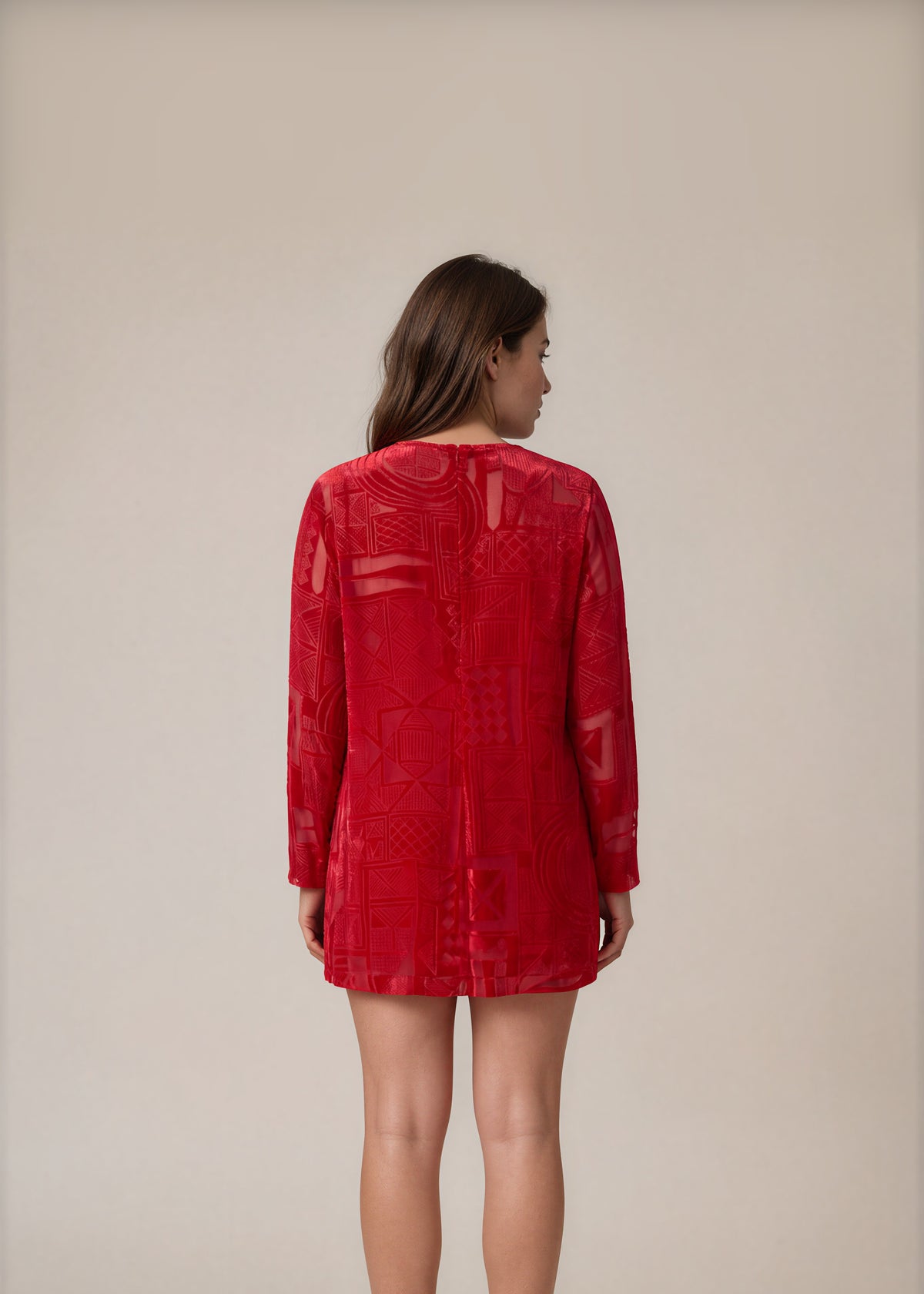 Escada Red Printed Mini Dress back