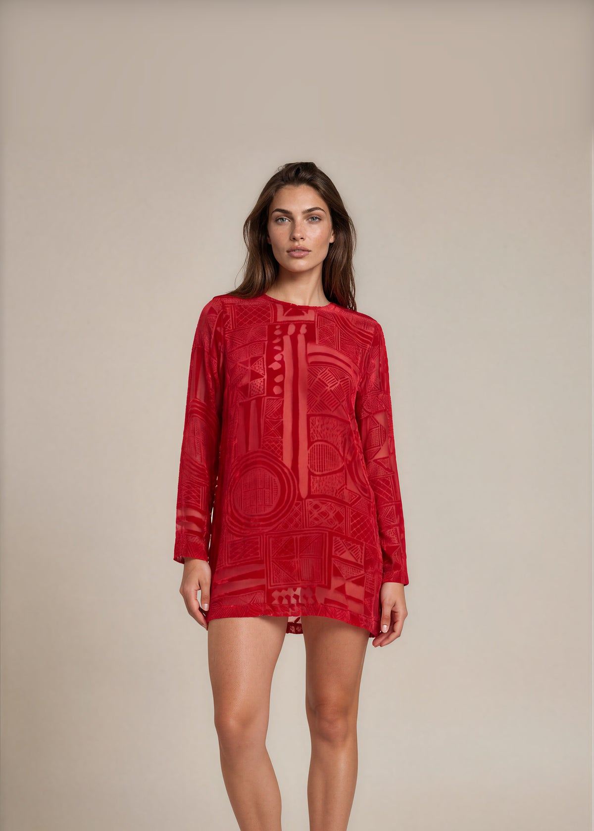 Escada Red Printed Mini Dress front