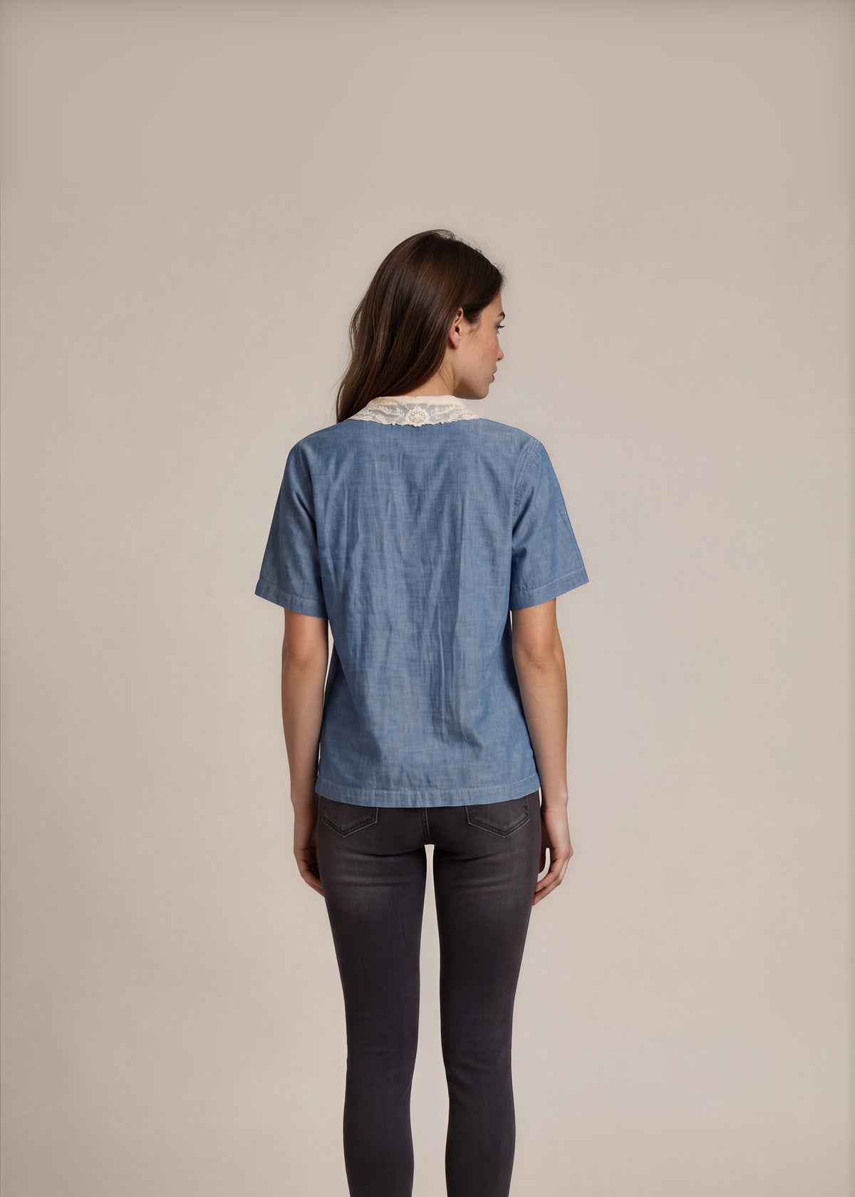 Ralph Lauren Denim and Lace Top back