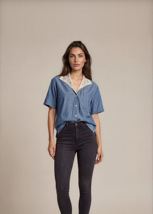 Ralph Lauren Denim and Lace Top
