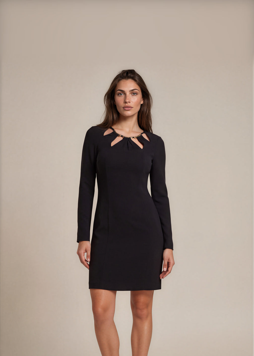 Cavalli Black Cutout Mini Dress front