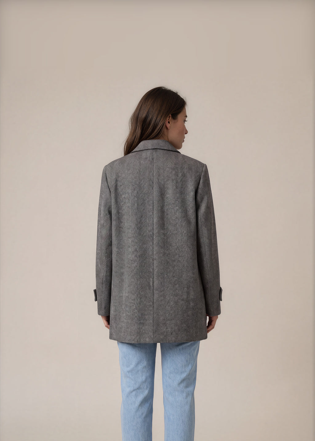 Ralph Lauren Grey Tweed Coat back