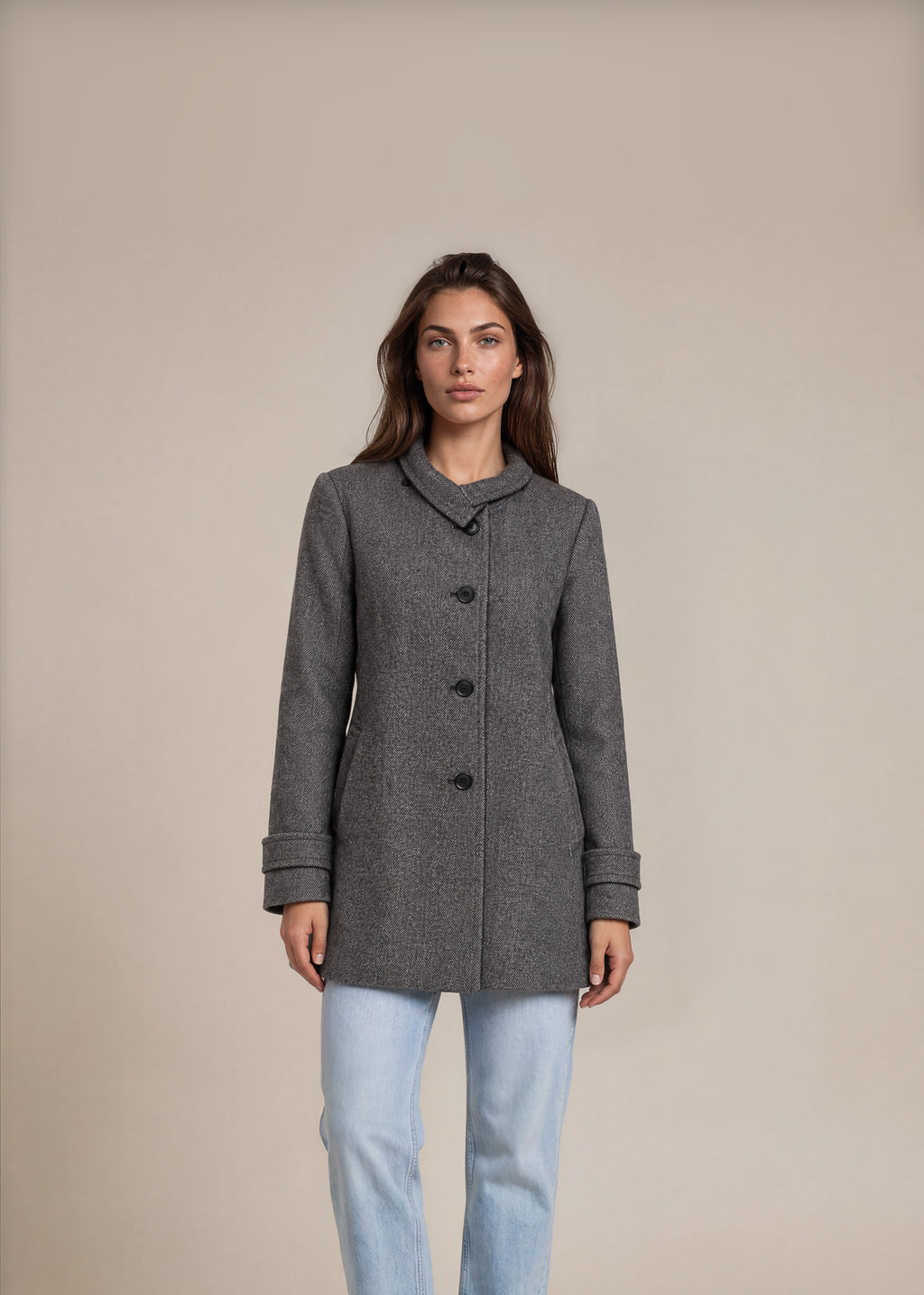 Ralph Lauren Grey Tweed Coat front