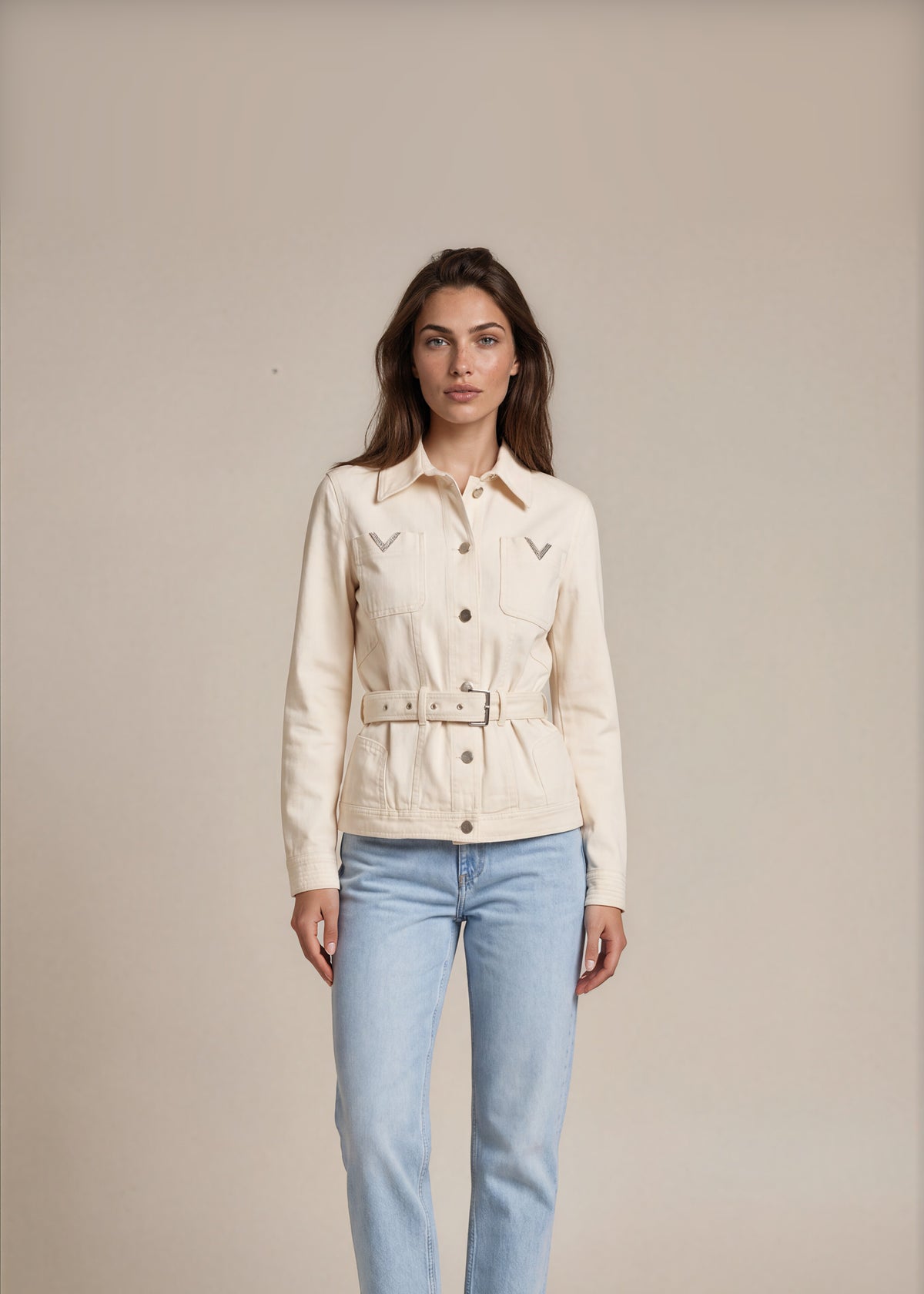 Valentino Cream Denim Jacket front