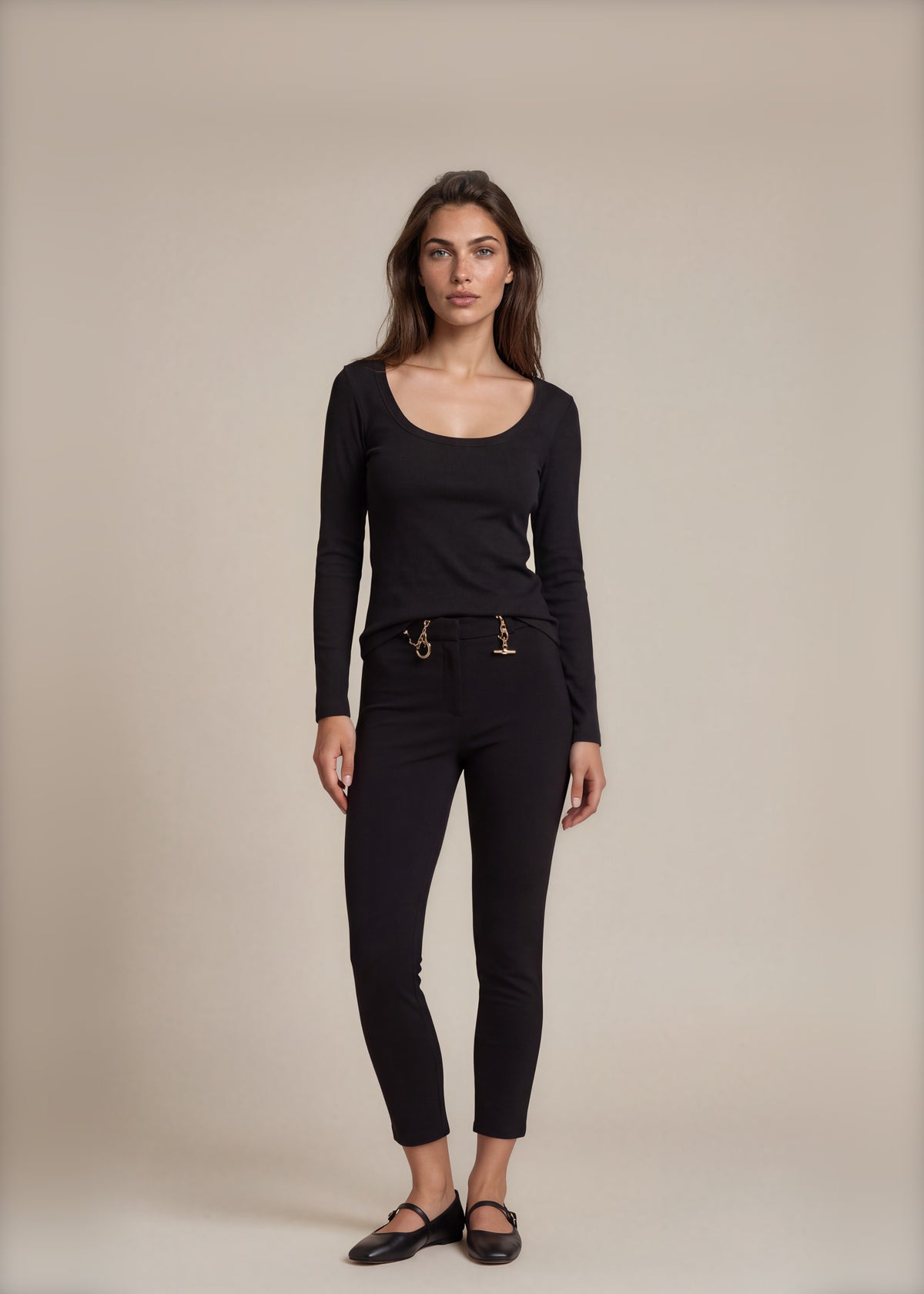 Gucci Vintage Black and Gold Capris front