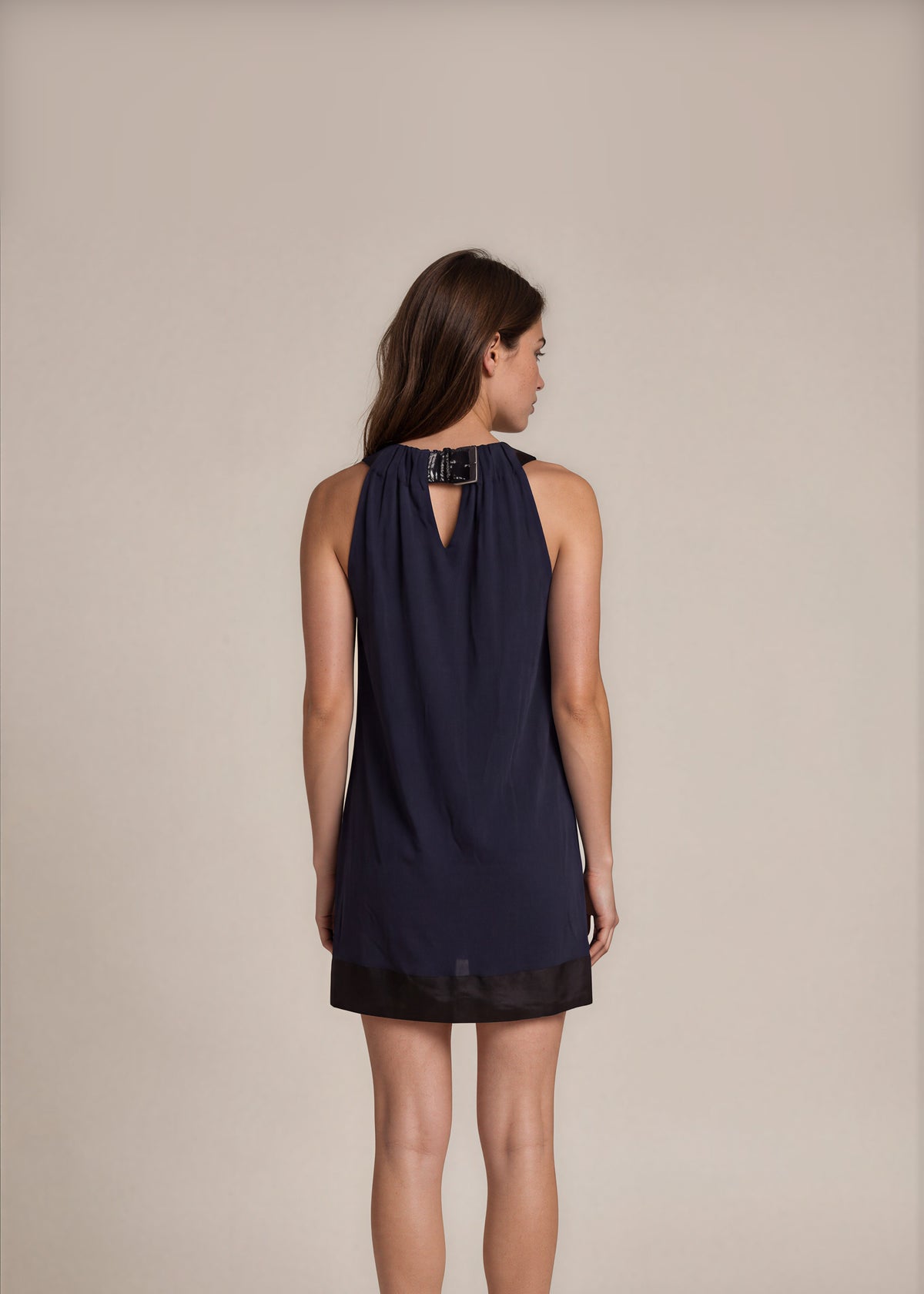 Yigal Azrouel Navy Halter Mini Dress back