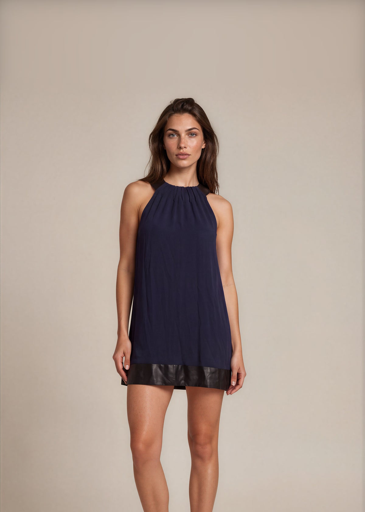 Yigal Azrouel Navy Halter Mini Dress front