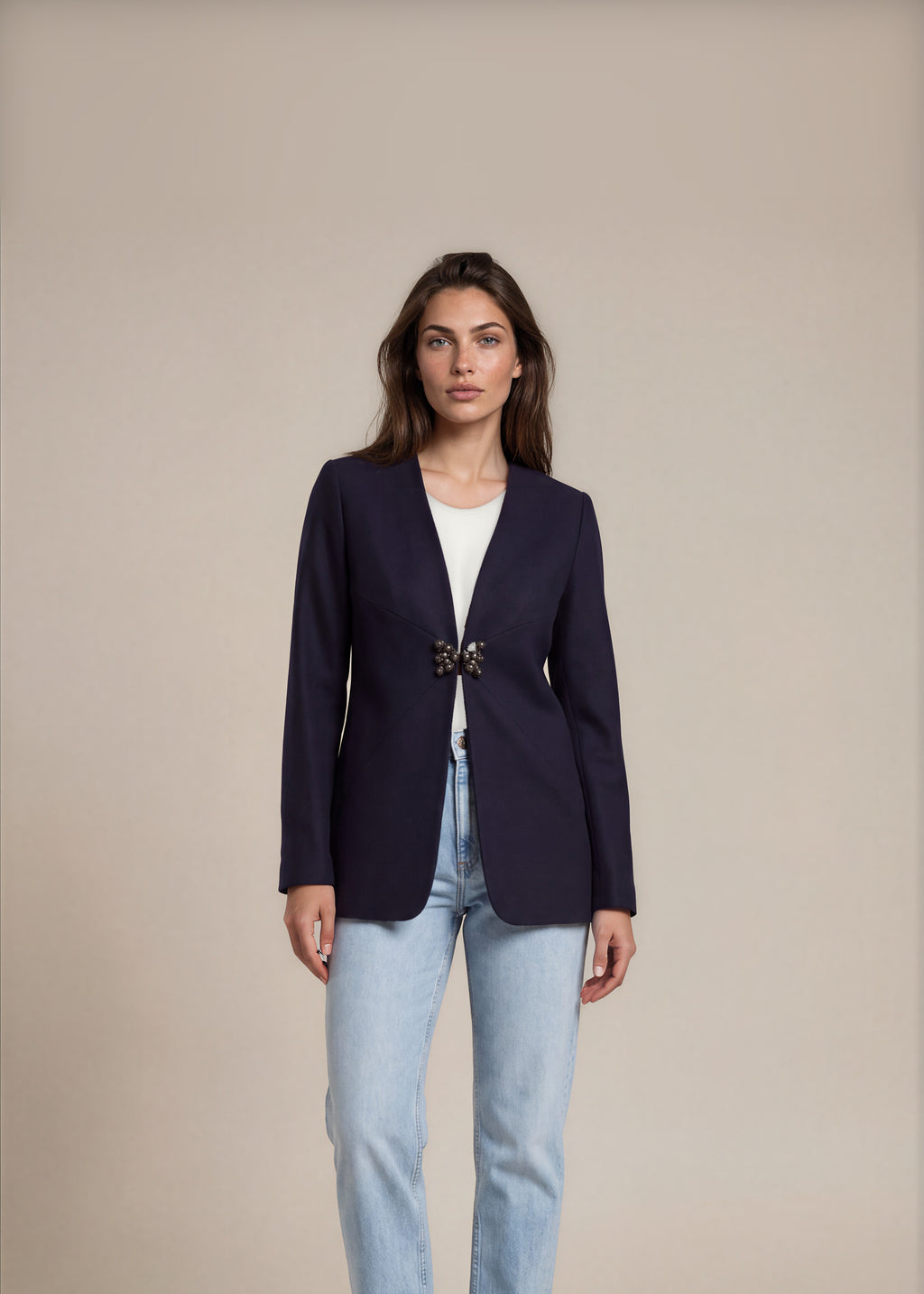 Valentino Navy Butterfly Blazer front