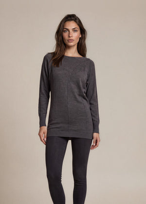 Escada Grey Boat Neck Sweater Dress