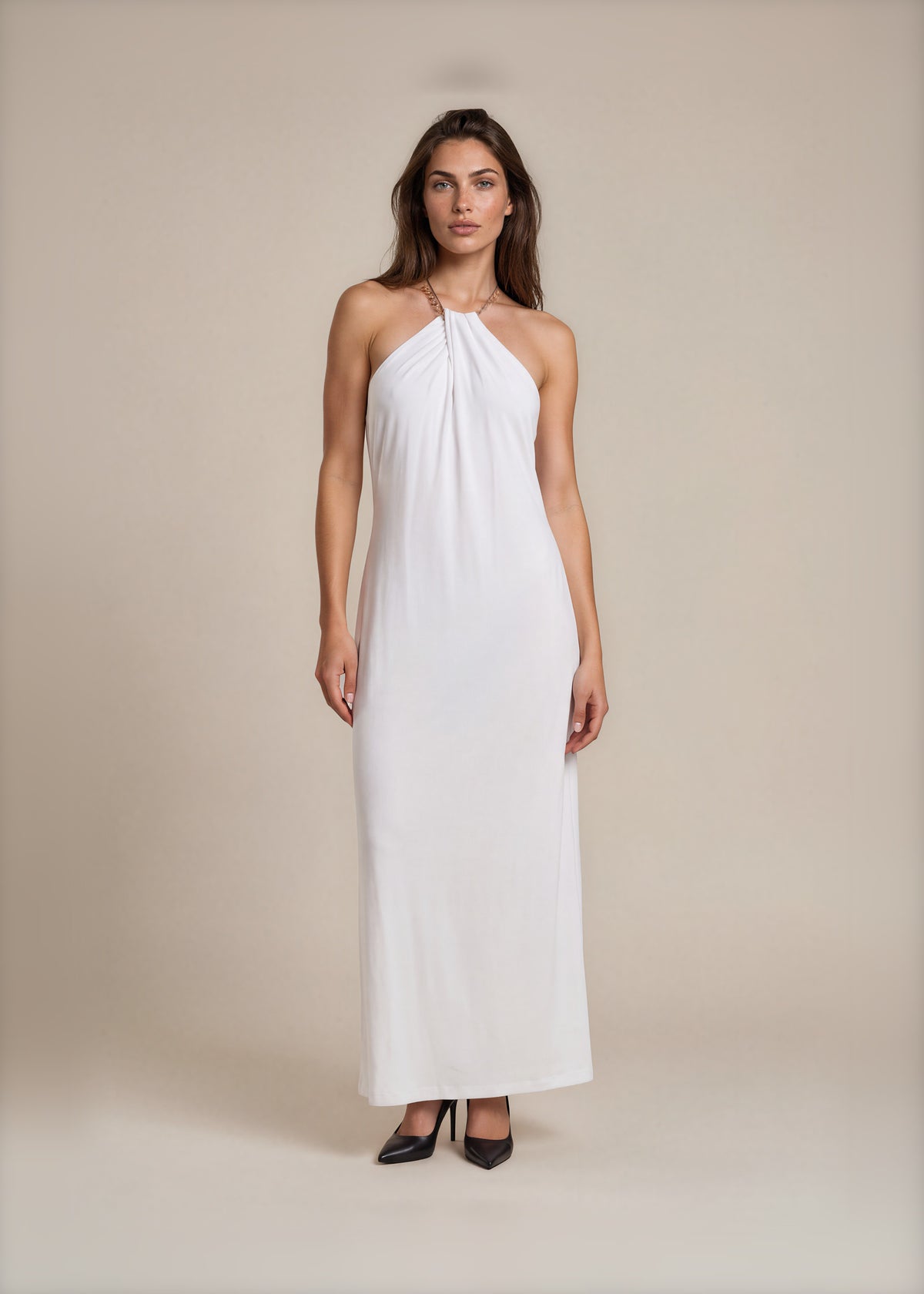 Ralph Lauren White Halter Gown front