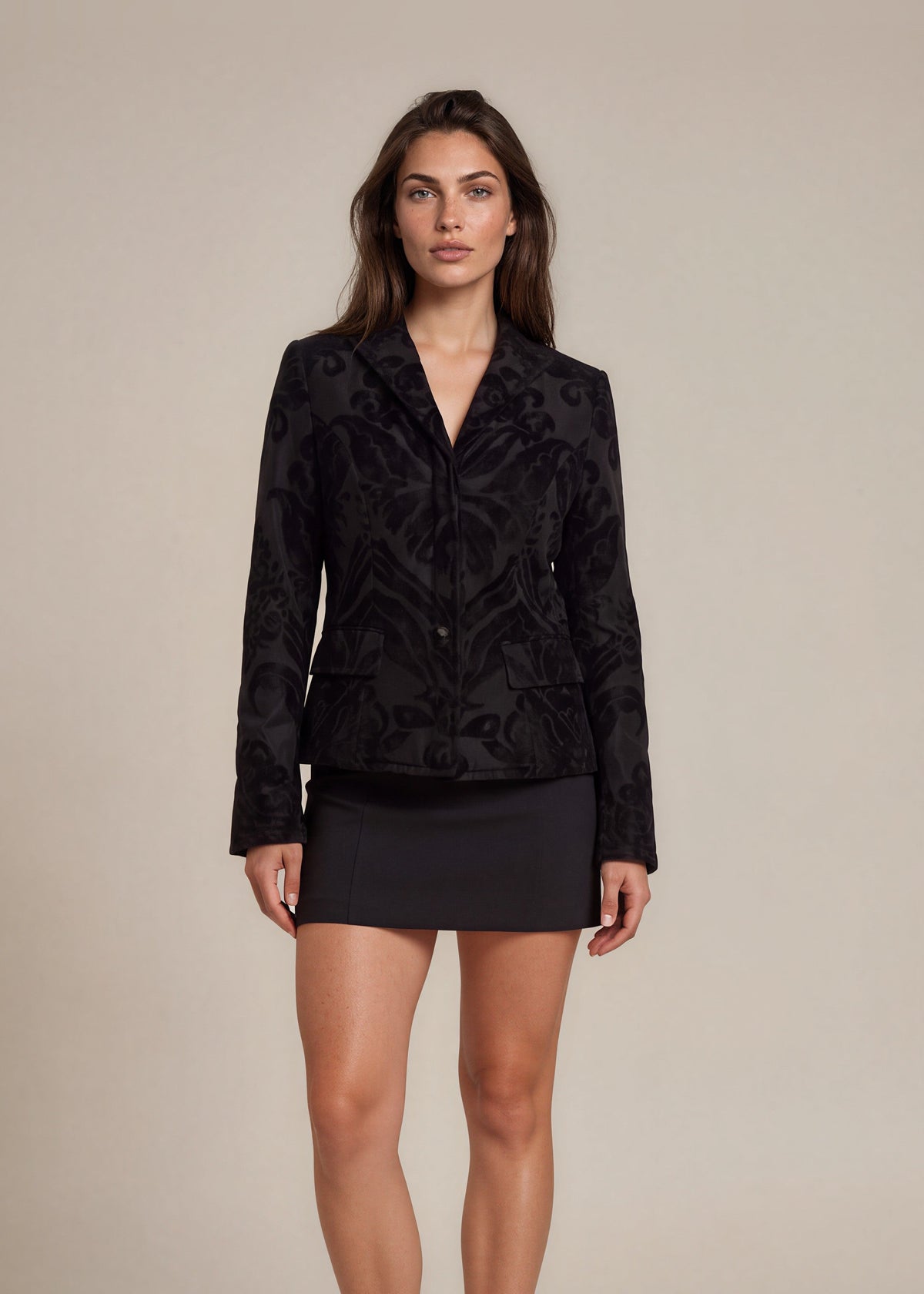 Gianfranco Ferre Black Patterned Blazer front