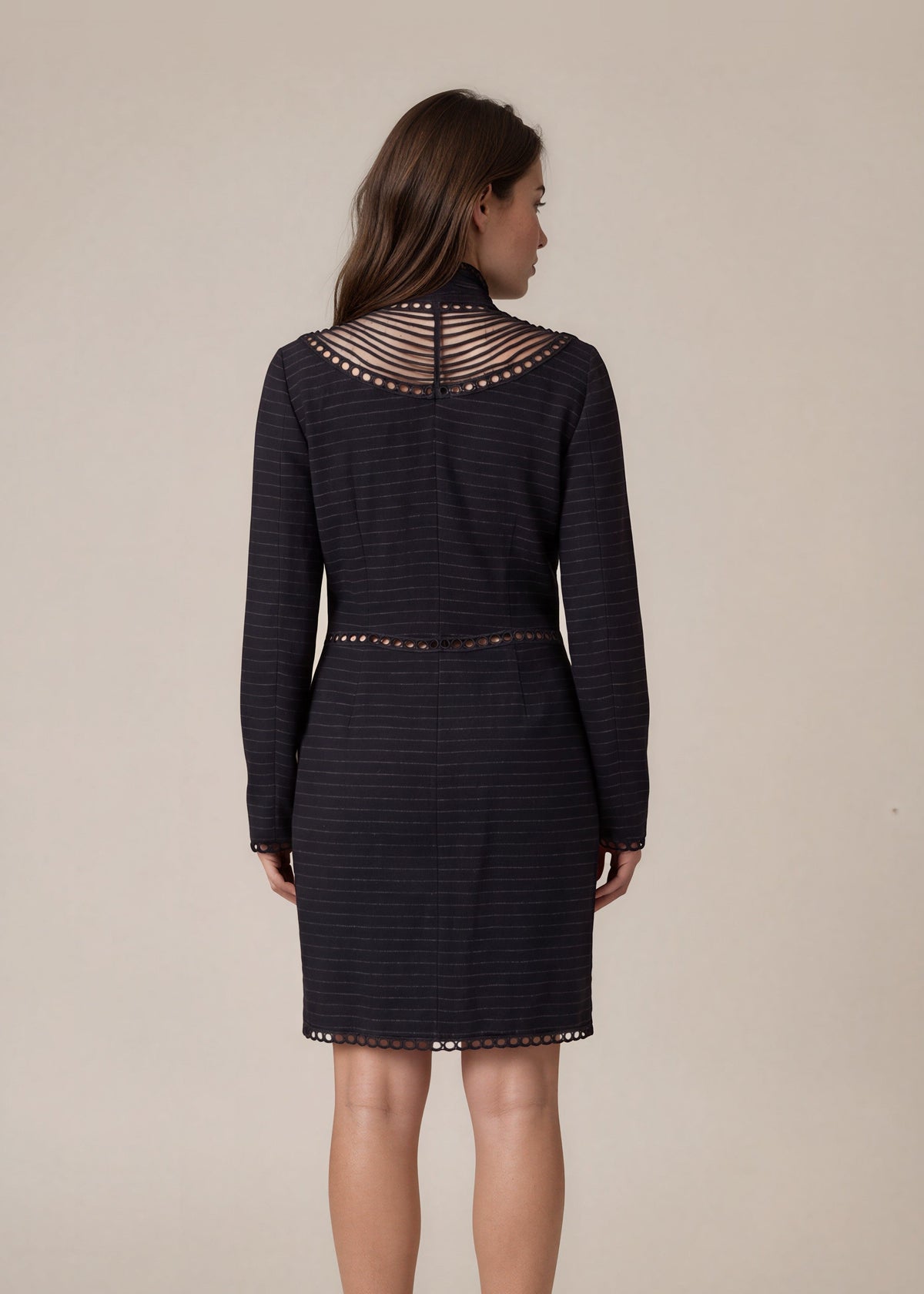 Giorgio Armani Navy Striped Jacket Dress back