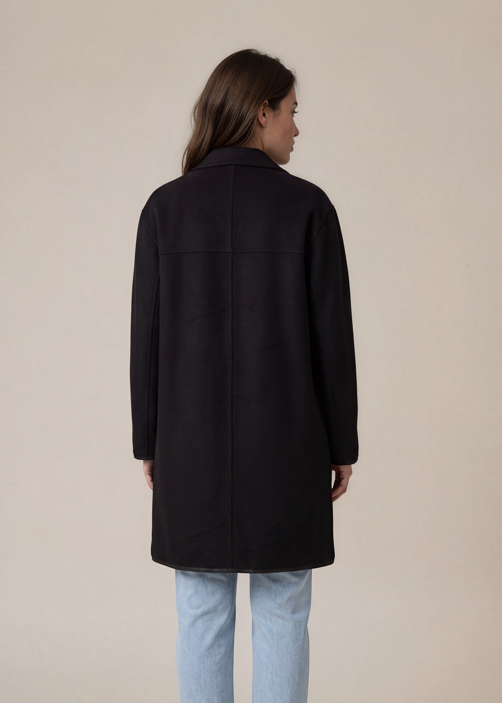 Escada Black Zip Front Long Coat back