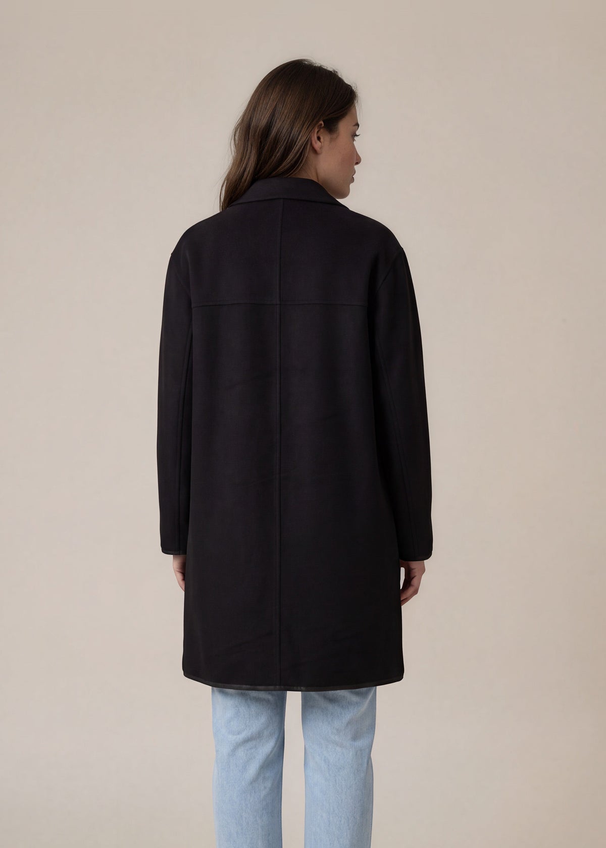 Escada Black Zip Front Long Coat back