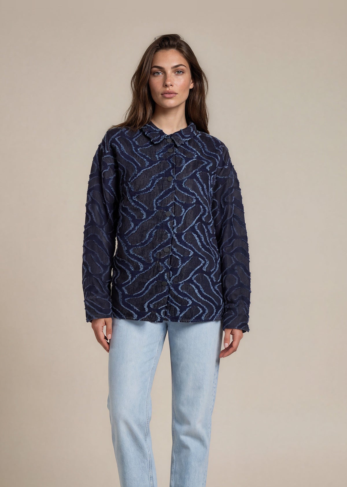 Armani Navy Patterned Jacket front