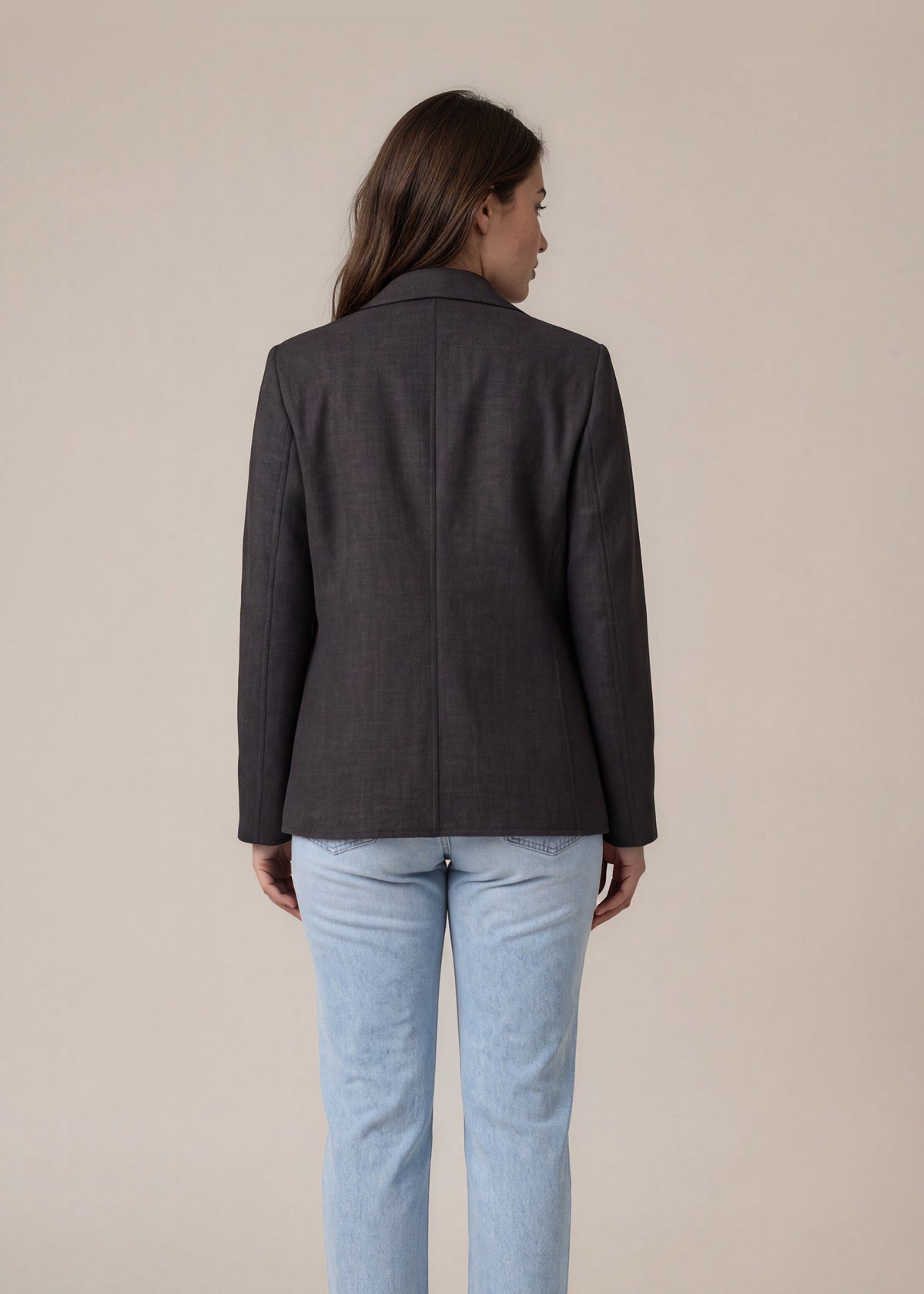 Armani Grey Wool Button Blazer back