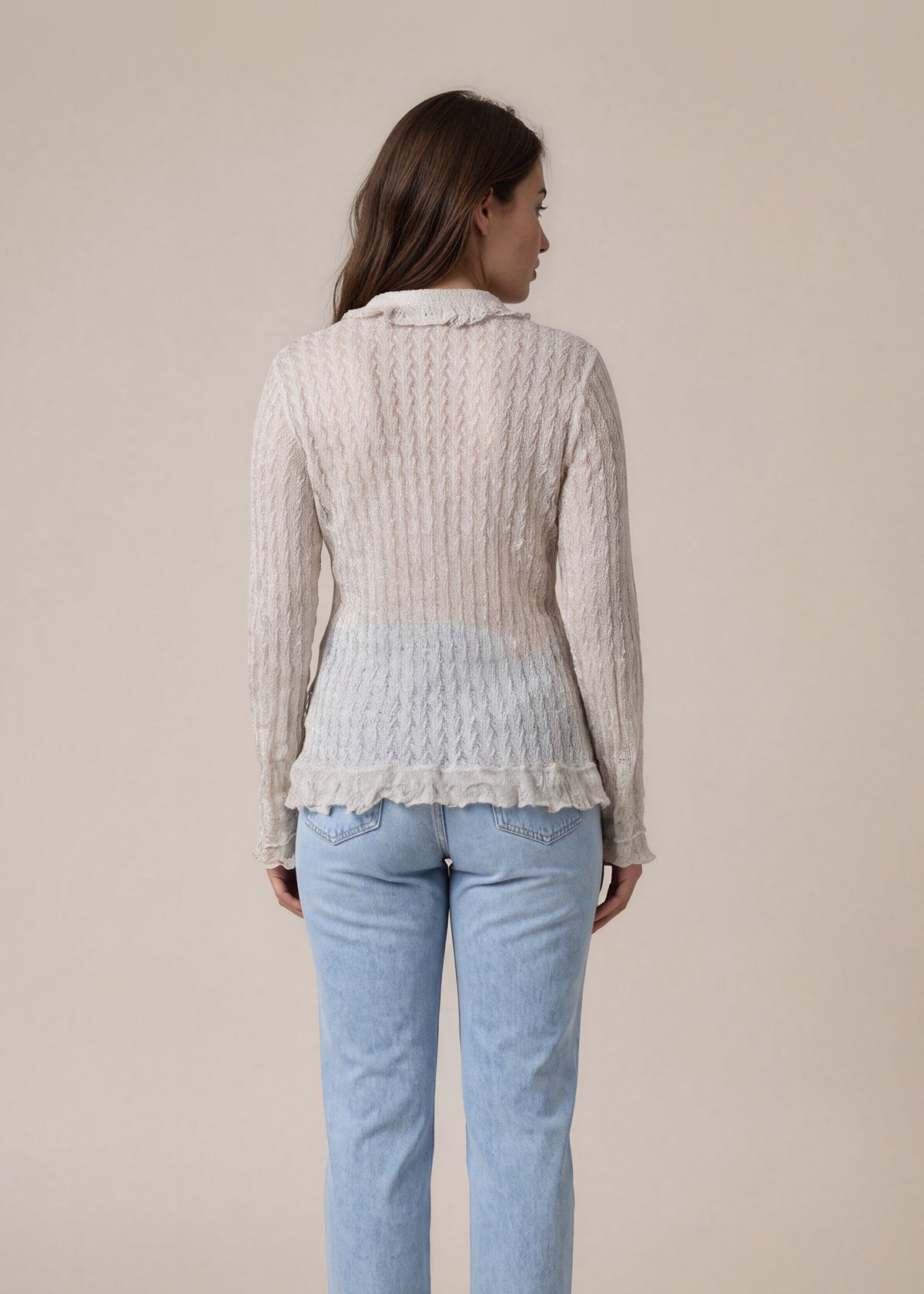 Ralph Lauren Silver Ruffle Collar Top back