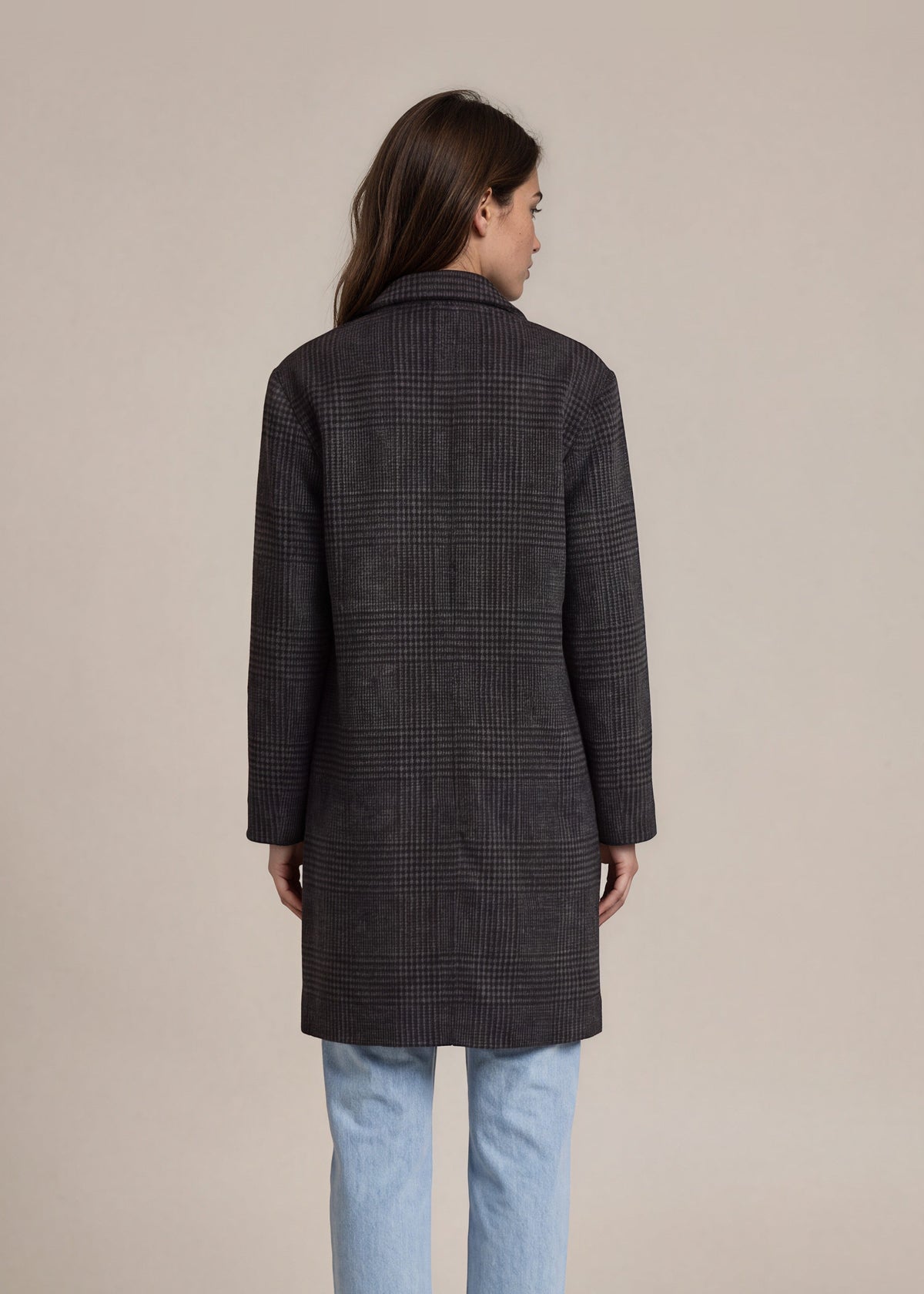 Ralph Lauren Grey Plaid Wool Peacoat back