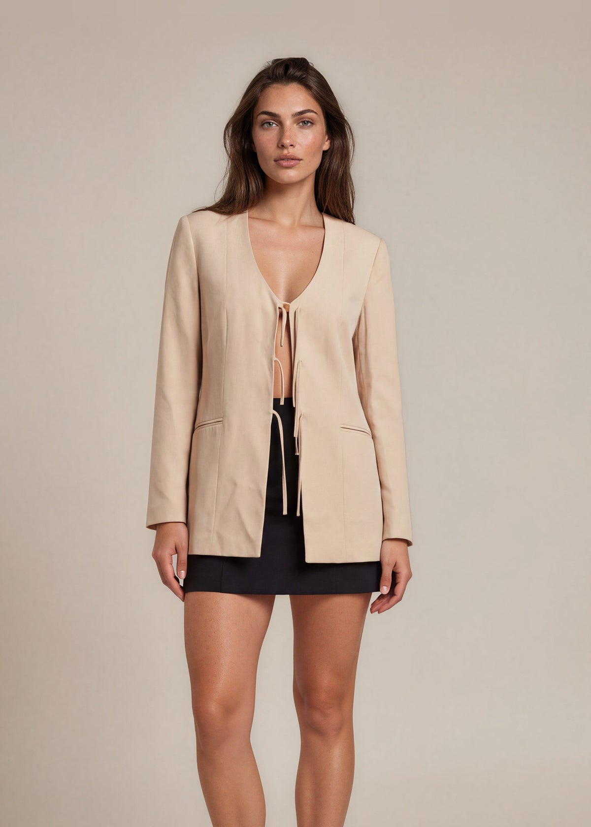 Giorgio Armani Beige Silk Blazer front