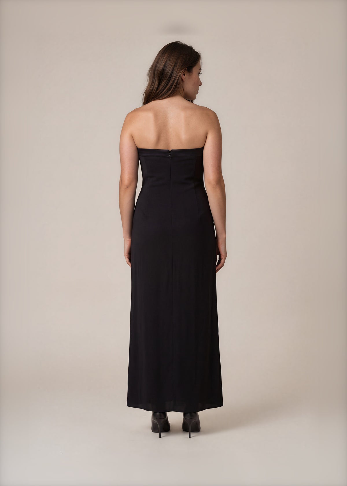Armani Black Plunge Neck Gown back